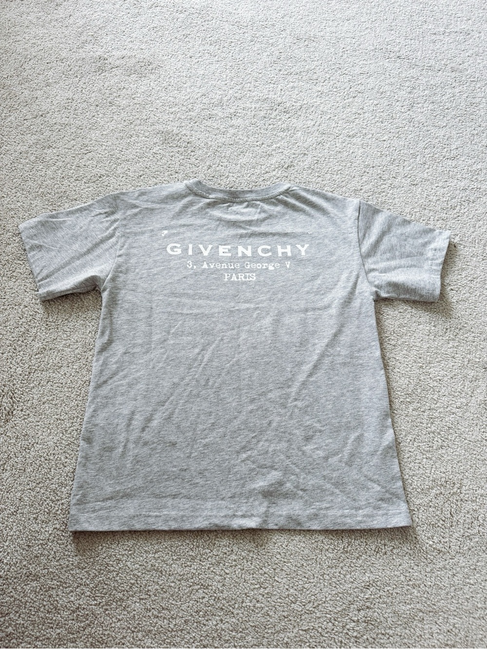 Givenchy Light Gray Logo Backprint Short Sleeve Tee